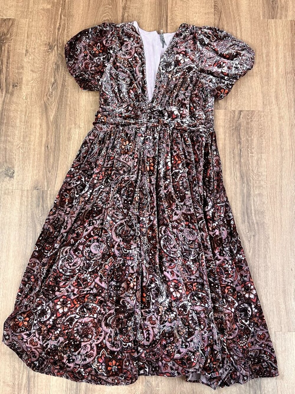 NWOT Anthropologie Katerina Mauve Button Front Velvet Floral Maxi Dress  22W - Picture 6 of 16